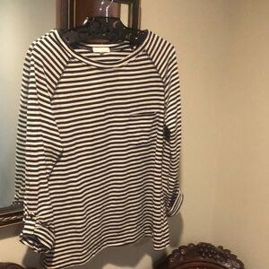 Striped Black and White Women's Short Sleeve Top